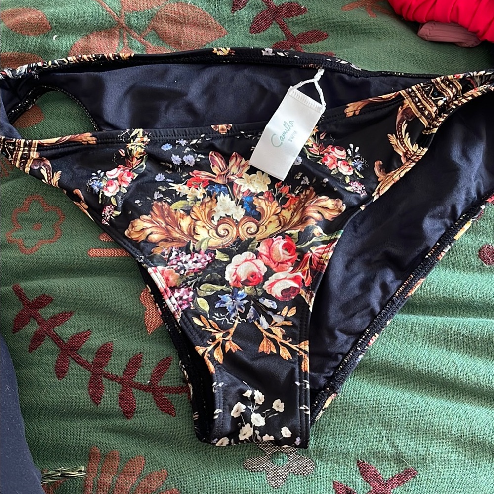 Camilla Floral Black Bikini Bottom